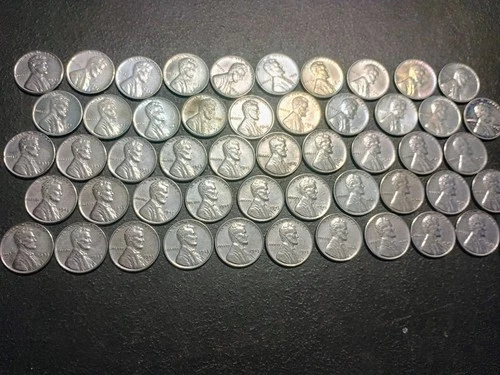 Beautiful Full Roll Of 50 1943 Cents Pennies AU-BU In Tube P D & S