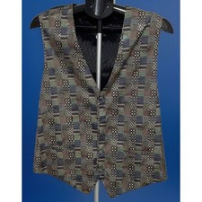 Eleganza Formal 100 Silk Abstract Front Vest Size Large
