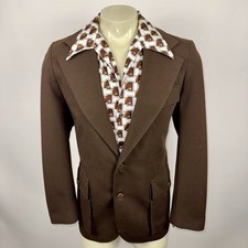 Vtg 60s 70s Blazer Leisure Suit Jacket Mens 40 Long Sport Coat Polyester Disco