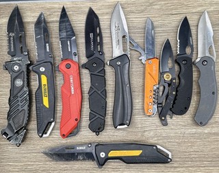 Lot C 10 TSA Confiscated EDC Manual Folding Folder Pocket Knives