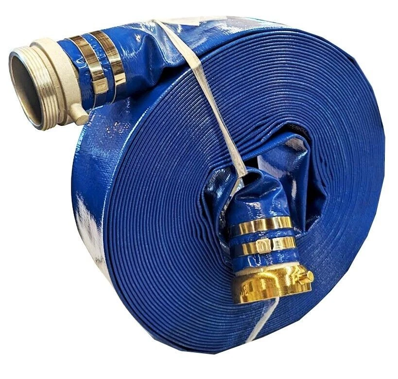 Manguera de descarga plana reforzada de PVC de 2" x 100' | 70 PSI | Lug de pasador de aluminio Foto 3 de 4