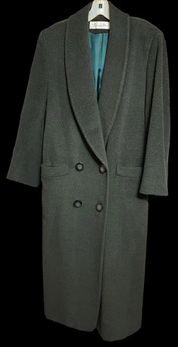DIOR Cappotto lungo 100% lana verde oliva DOPPIOPETTO taglia 6 Grannycore Luxury