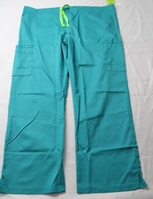Landau Women's Solid ProFlex 5-Pocket Scrub Cargo Pant WR4 Teal Large NWT