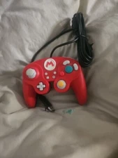 Mario Fight Pad Classic Controller PDP Nintendo Wii U Wired GameCube 085-006 Red