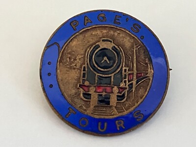 Vintage Original Page's Tours Eisenbahn Zug Emaille Pin Anstecker