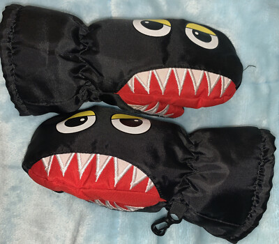 Toughskins Thinsulate Toddler Mittens Black w/ Eyes & Teeth One Size FED EX
