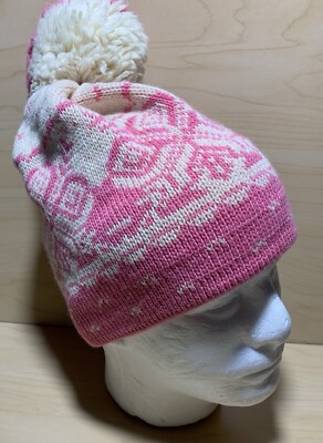 Vintage Pink Wool Ski Hat Beanie Vintage Penthouse Knits Hat Beanie Ski Toque Wool Blend Pom  main image 2