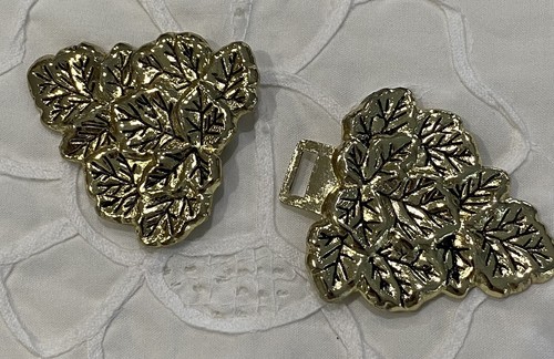 Vintage Gold Clasp Buckle With Leaf Design Metal x 1 - Picture 4 of 6