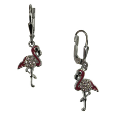 Orecchini argento 925 rodiato, cuore con zirconi