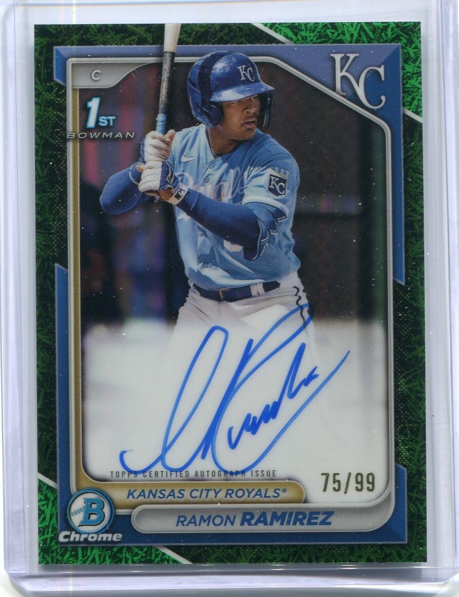 2024 BOWMAN CHROME RAMON RAMIREZ 1ST BOWMAN GREEN GRASS AUTOGRAPH REFRACTOR /99