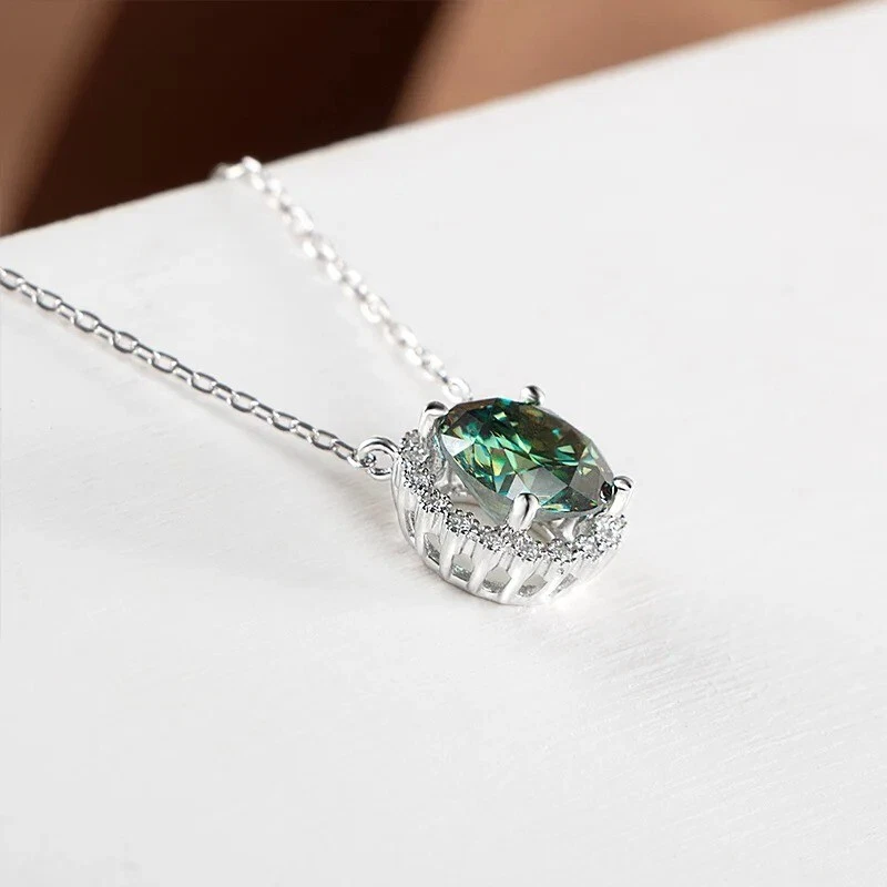 Collana Punto Luce Diamante Moissanite da 1ct 6.5mm Argento 925 Certificato GRA - Immagine 3 di 4