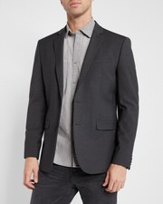 NEW EXPRESS 298 CHARCOAL SLIM WOOL BLEND MODERN TECH SUIT JACKET SZ 38R