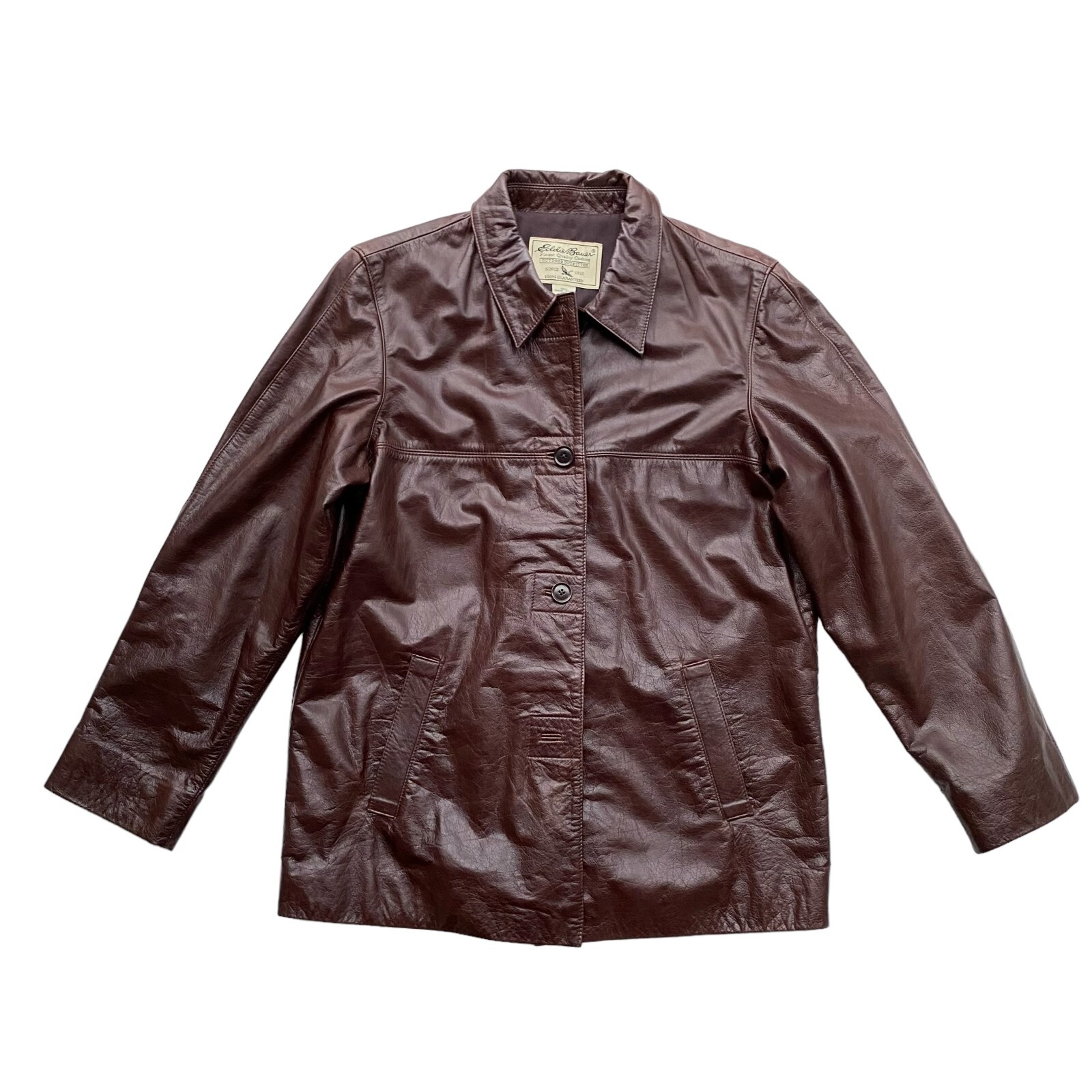 Vintage EDDIE BAUER Women's Leather Jacket Brown L Br… Gem