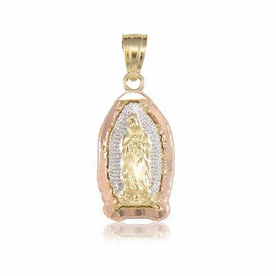 10K Solid Yellow White Rose Gold Virgin Mary Pendant - Guadalupe ...