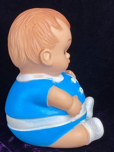 Vintage 1968 Uneeda Plum Pees Rubber Blue Baby Doll Taiwan cigolante da collezione - Foto 5 di 15