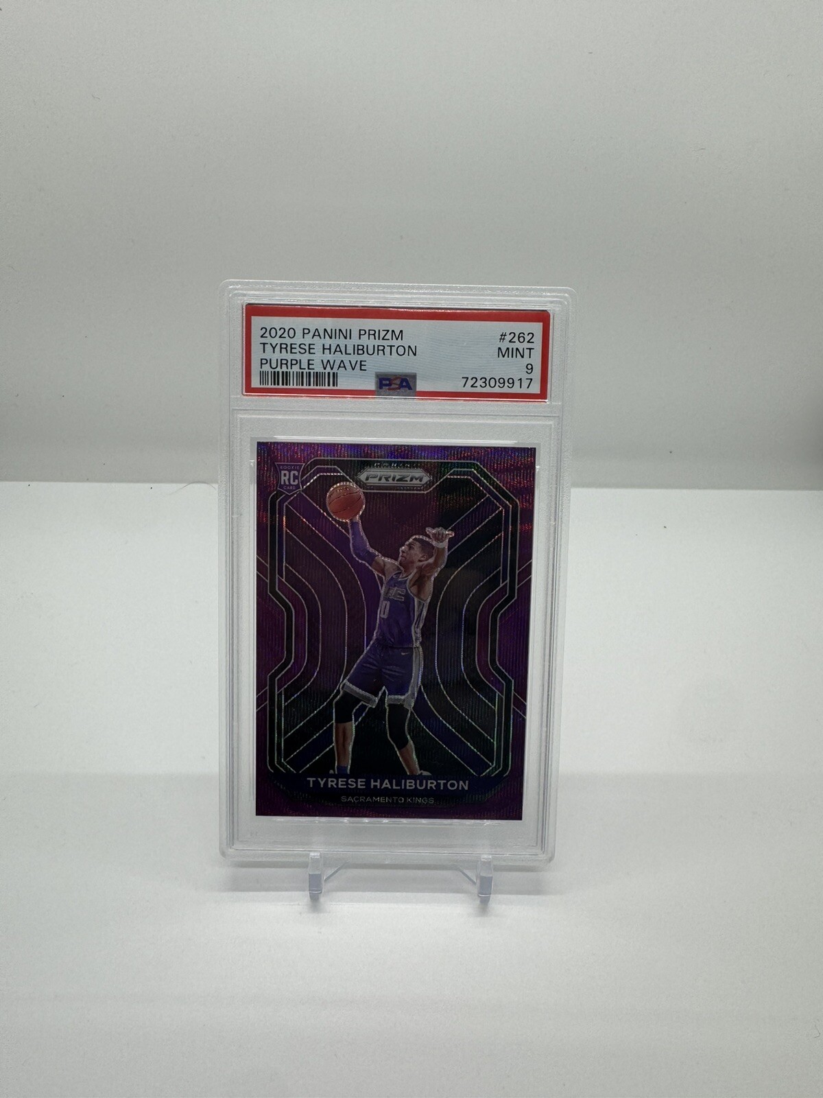2020-21 Panini Prizm Tyrese Haliburton Purple Wave #262 PSA Mint 9 Pacers!! 🔥🔥