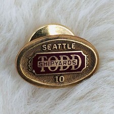 Vtg Todd Shipyards Seattle WA Employee 10 Year Service Award Lapel Pin