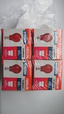 4 x 60W Red Fireglow GLS LIGHT BULBS, For flame Effect Electric Fires, BC, B22