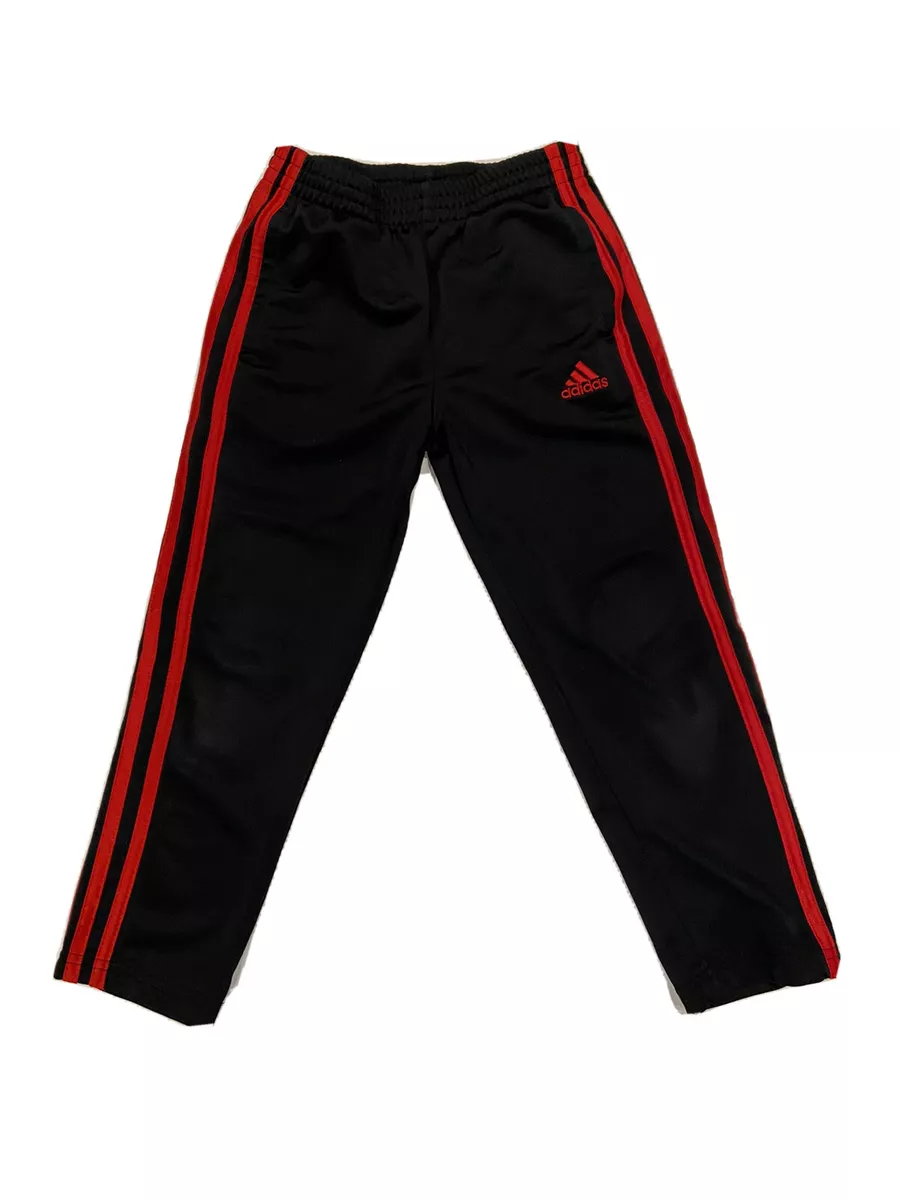 Adidas Athletic Running Pants Black Red Stripes Boys Size 5 EUC Cute