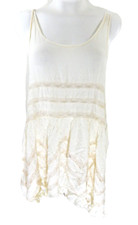 Intimately Free People Women's Small Dress Voile and Lace Trapeze Slip Ivory EUC