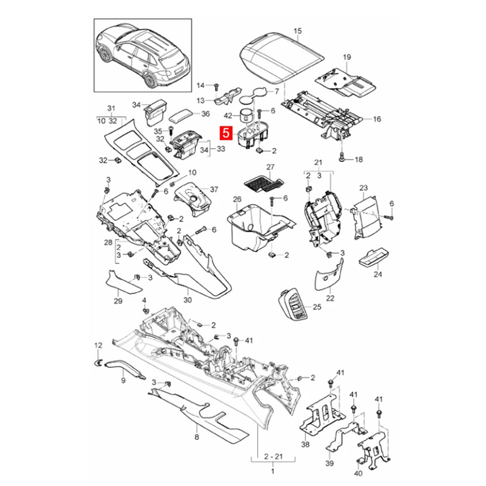 Porta-copo console central quente para Porsche Cayenne 2011-2017 - Imagem 3 de 4