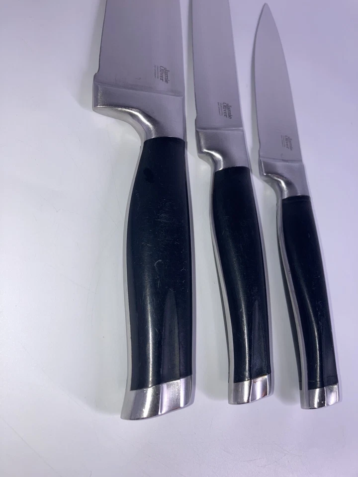 Juego de cuchillos Jamie Oliver 3 chefs utilitarios tallado mango negro Foto 3 de 4