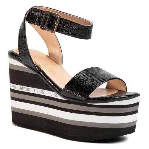 GUESS P/E 20 sandalo con zeppa RAMADA ecopelle stampa logo | eBay