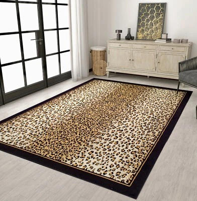 Contemporary Rugs For Living Room 8x10 Brown Animal Print Tiger Leopard Cheetah