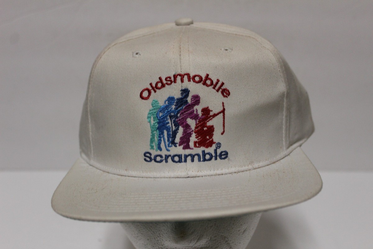 Vintage Oldsmobile scramble hat white embroidered 1980's Vintage Oldsmobile scramble hat white embroidered 1980's