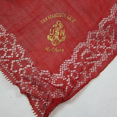 Vintage WWII US Navy Handkerchief San Francisco California ''Mother'' 11 x 10 in