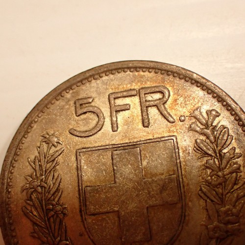 1954 5 Francs Switzerland Coin 835 Silver - Swiss Francs - Picture 6 of 6