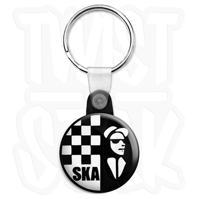 2-Tone SKA - 25mm Rude Boy, Ska & Mod Keyring Button Badge with Zip Pull Option