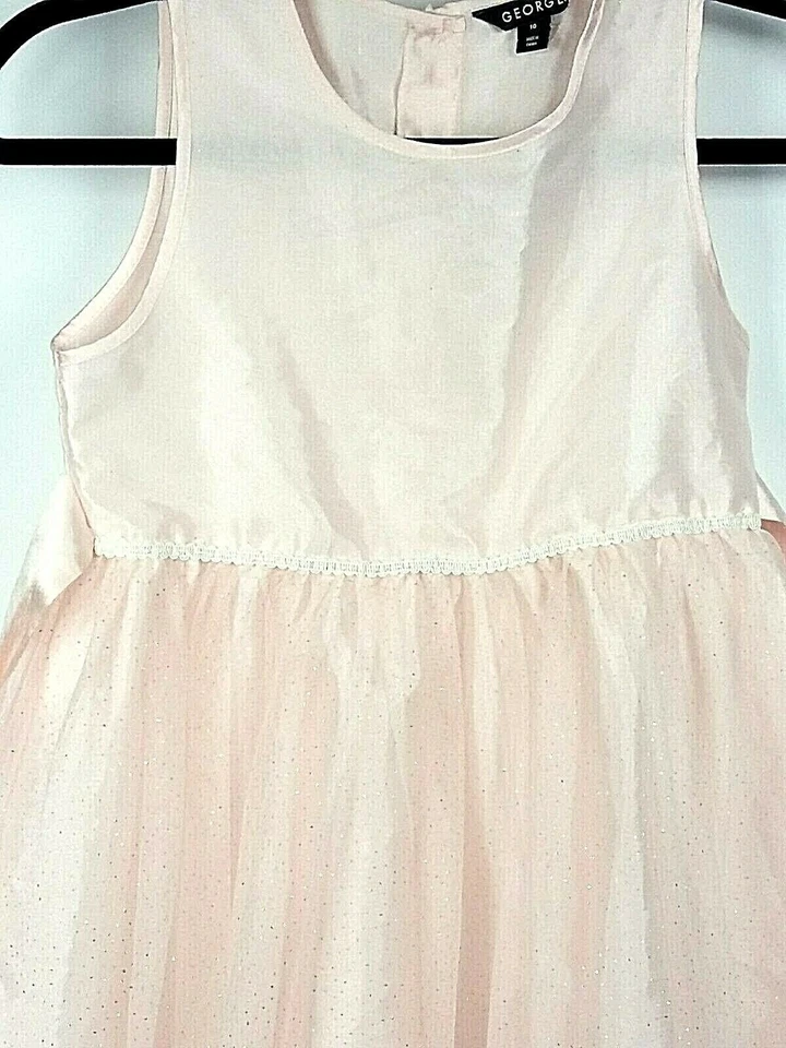 Niñas Vestido Rosa Fiesta Talla 10 Vacaciones Festivo Rosa Brillo Tul Foto 3 de 4