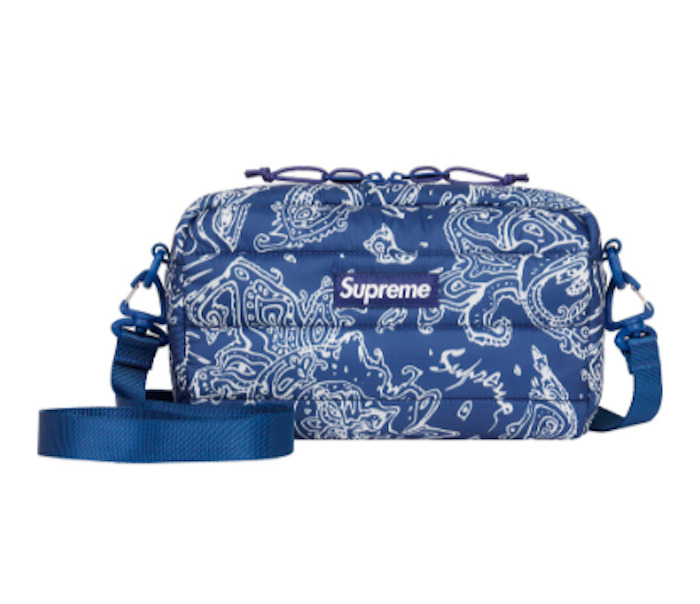 SUPREME FW22 PUFFER SIDE BAG RED BLUE PAISLEY BLACK BRAND NEW