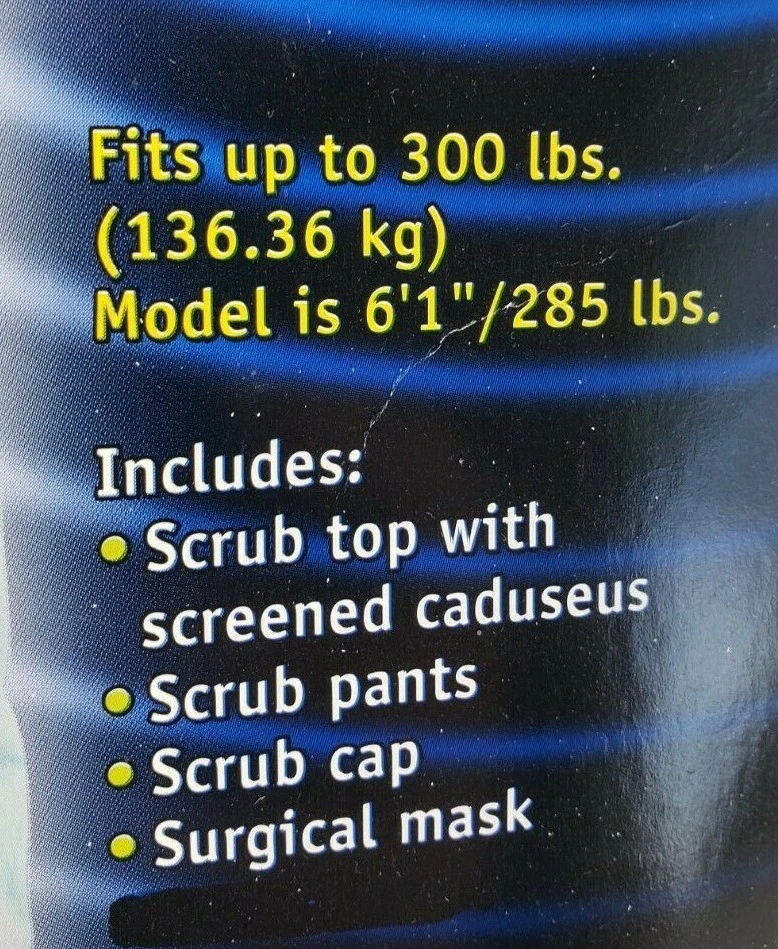 Disfraz de Halloween DOCTOR Unisex Adulto Talla GRANDE y ALTO Máscara Estetoscopio 6 Piezas Foto 2 de 4