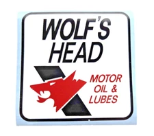 WOLF'S HEAD MOTOR OIL & LUBE - 3" x 3" DECAL