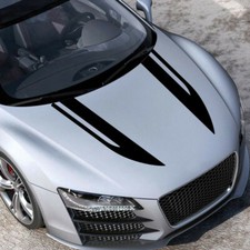 Car Van Racing Stripe Stickers Hood Side Body Decals Vinyl Decoration Black