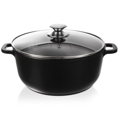 ORION Aluguss Kochtopf Topf mit Glasdeckel GRANIT 28 cm | 7 l Gas Induktion
