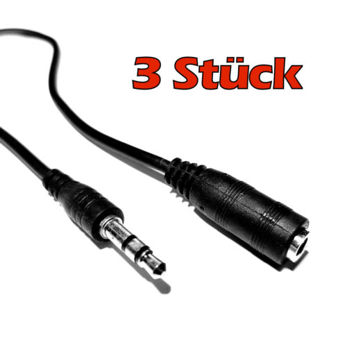 3 Stk. 1m Audio Kabel 3,5mm Klinke Verlängerung Verlängerungskabel Klinkenkabel - Bild 1 von 8