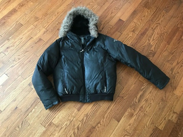 Polo Jeans Ralph Lauren Womenâs Black Down Puffer Jacket Bomber Faux Fur Hood | eBay