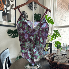 NWOT Free People Cami Floral Hanky Style Adjustable Straps Burgundy S V Neck