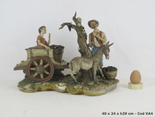 CAPODIMONTE PORCELLANA FIRMATA VOLTA LA VENDEMMIIA STATUINA GRUPPO BISQUIT VA4