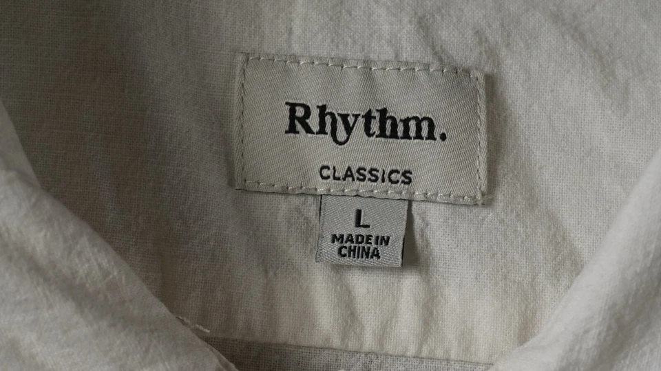 Camisa Rhythm Classics Para Hombre Grande Abotonada Blanca Manga Corta Lino Preppy Foto 4 de 4