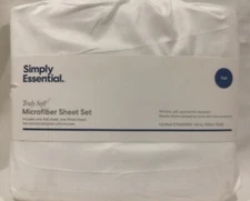 Simply Essential Truly Soft White, 3-Piece Microfiber Sheet Set/ Full size NEW