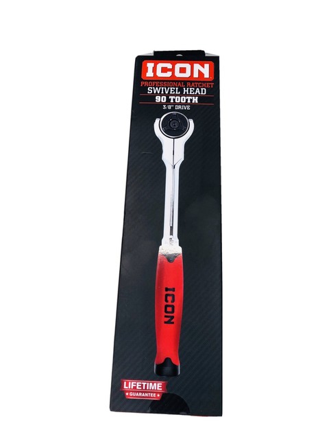 ICON 3/8" Drive Professional Swivel Head Ratchet With Comfort Grip