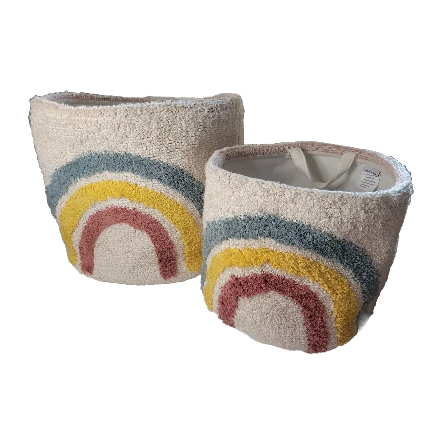 Heavy Duty Terry Cloth Rainbow Set Of 2 Storage Baskets