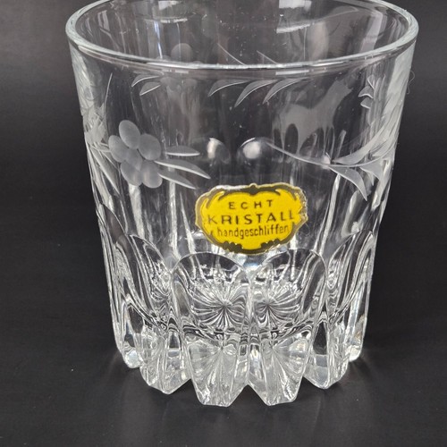 ECHT KRISTALL HANDGESCHLIFFEN ETCHED vintage crystal Whiskey Rocks Glasses Set o - Picture 3 of 8