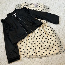 Little Lass Girls 3T 2pc Dress & Jacket Set Black/Ivory Floral Tulle