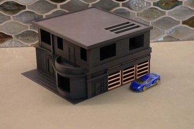 164 Scale Modern 2-Level House Diorama 3-Car Garage Display for Diecast Cars