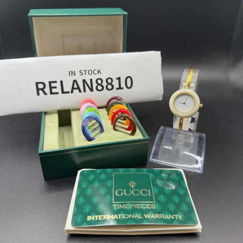 Gucci Lunetta Cambio 11 Colori Oro 11 12.2 Quarzo Funzionante Autentica [N Mint]